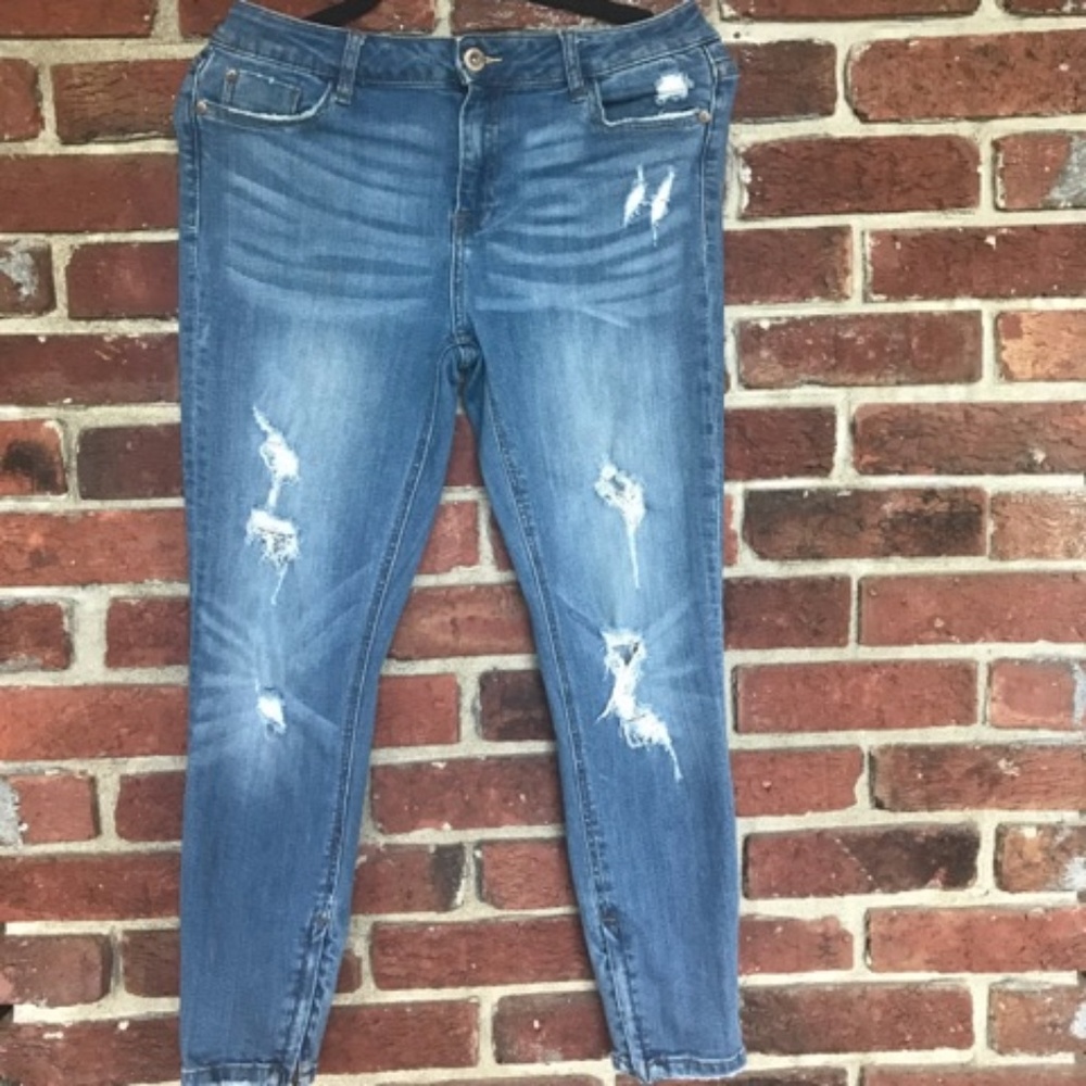 Pistola Distressed Skinny Zipper Ankle Jeans